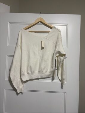 Line & Dot Off The Shoulder Geometric Neck Sweater Sz Small Nwt